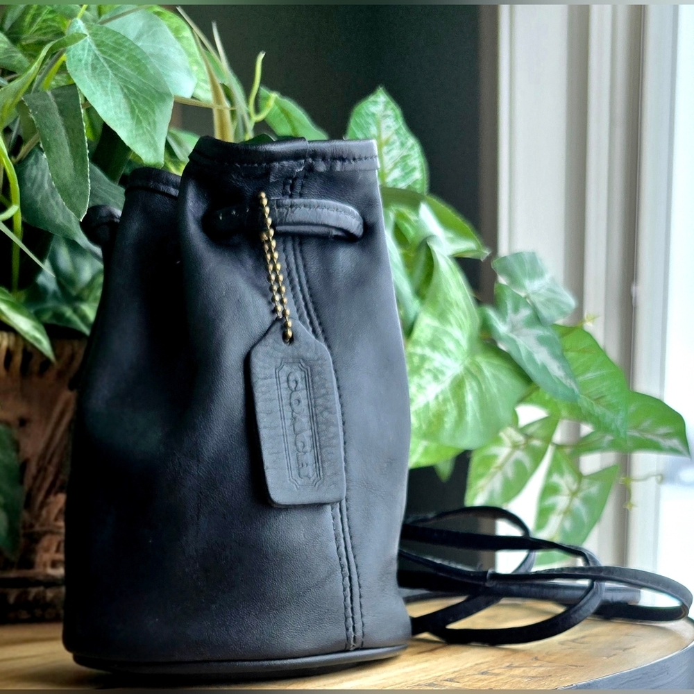 🇺🇲 Vintage Coach Littleton Black Leather Drawstring Bucket Bag Made In USA
